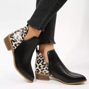 Women's Low Heel Martin Boots with Side Zipper and Suede Upper Plus Size